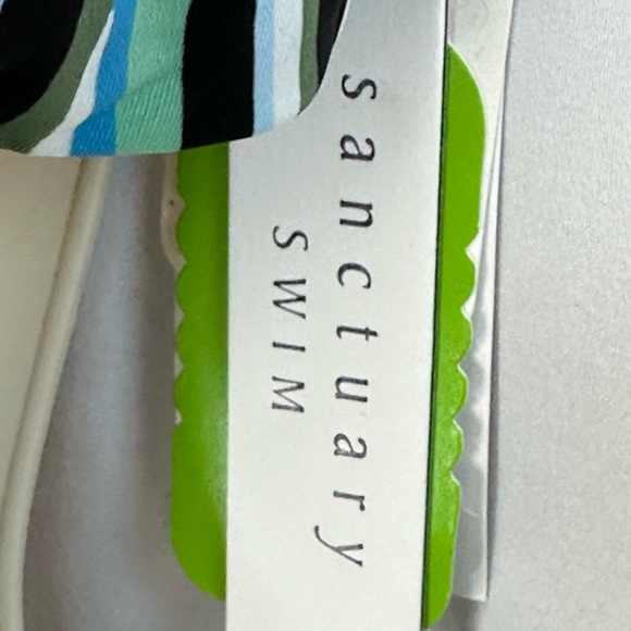 Sanctuary Swim Wave Stripe Print Side Cutout One Piece Swimsuit - size Large - Picture 6 of 9